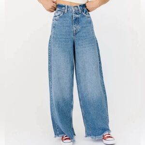 We the free old west slouchy high waist flare frayed leg
